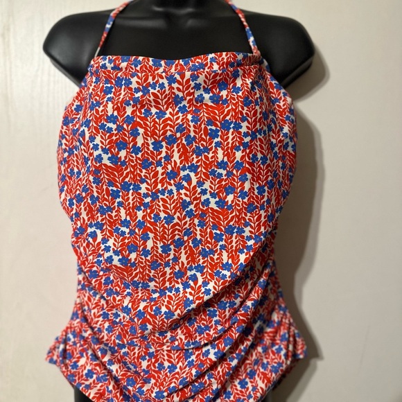 J. Crew Other - Floral Halter Top - Red and Blue